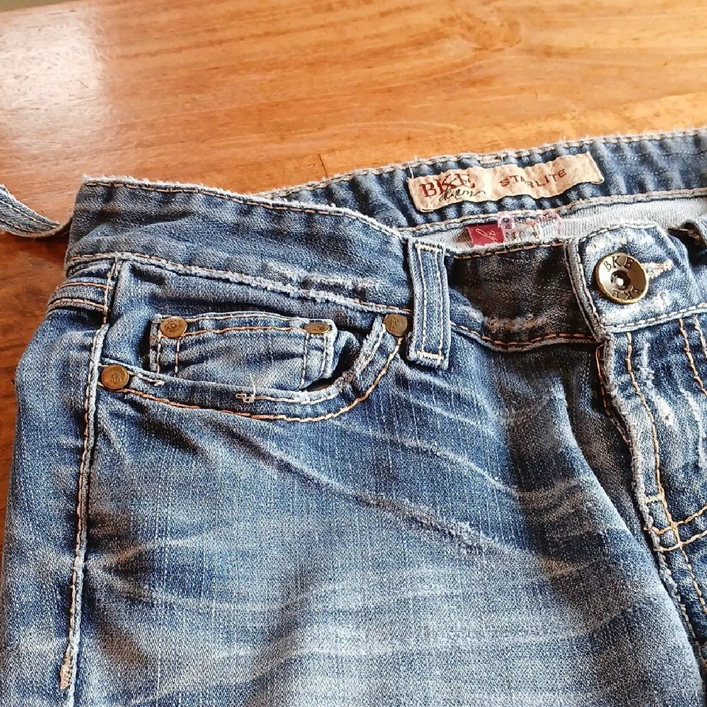 BKE Denim Starlite Blue Flare & Wide Leg Jeans with Distressed Details - Picture 7 of 15